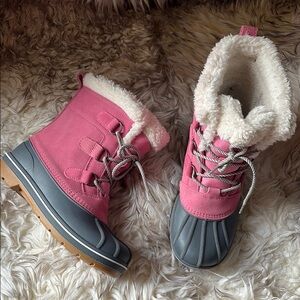 Pink and Gray Kids Winter Boots
